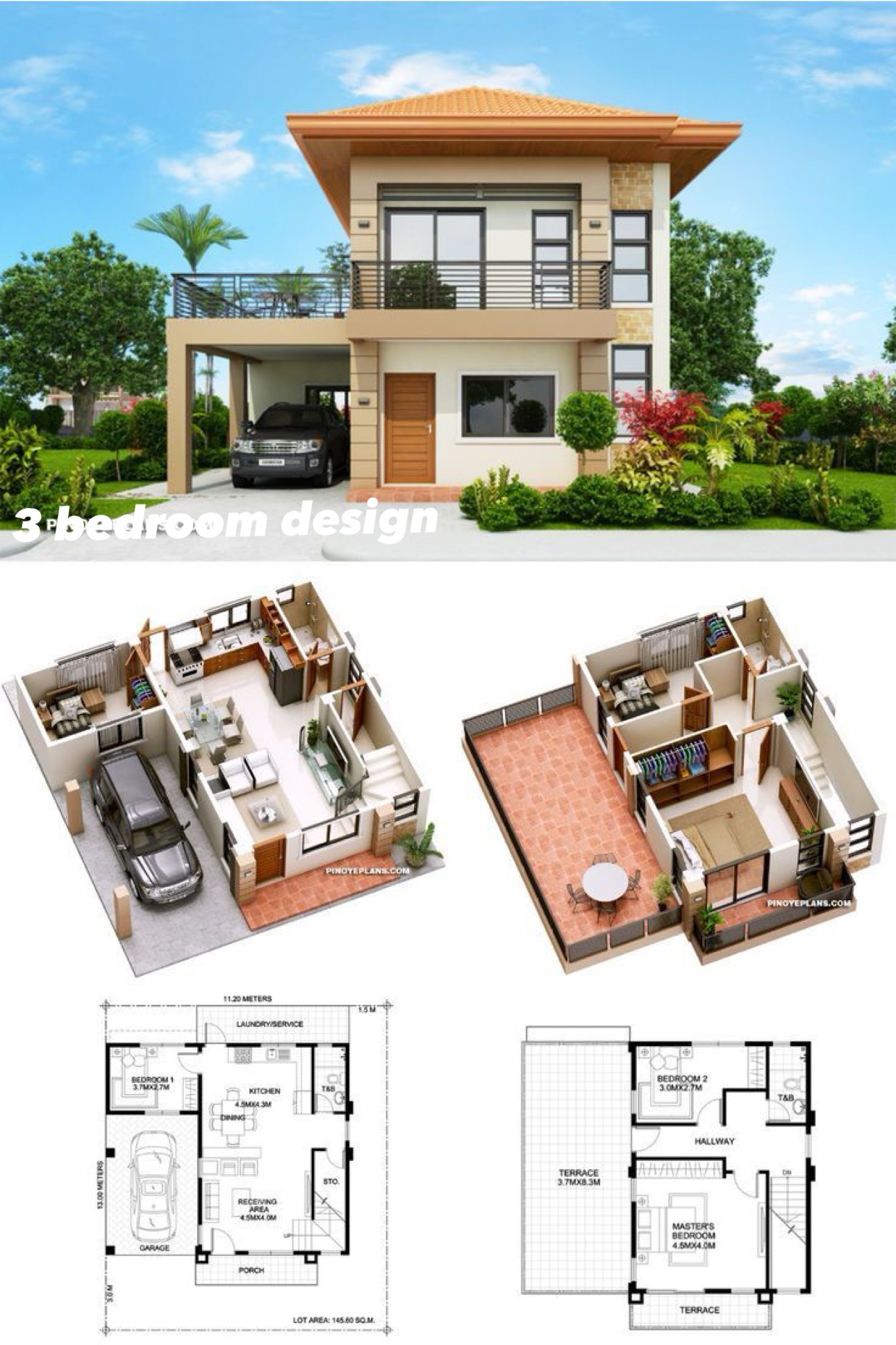 Princess Charlotte Three Bedroom House Design with Garage