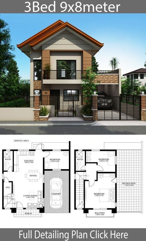 Robin Three Bedroom House Design with Fence